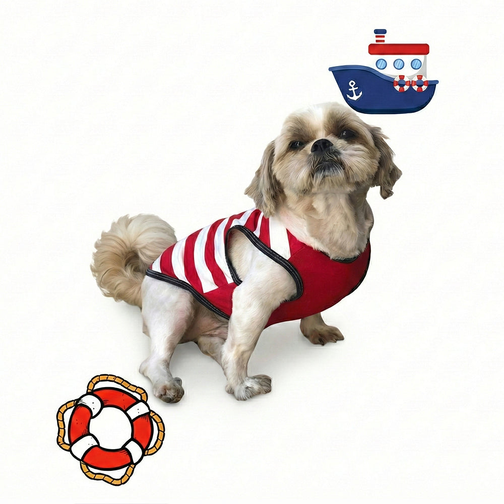 Regata Marinheiro Vermelho - Roupinha para Cães / Pet