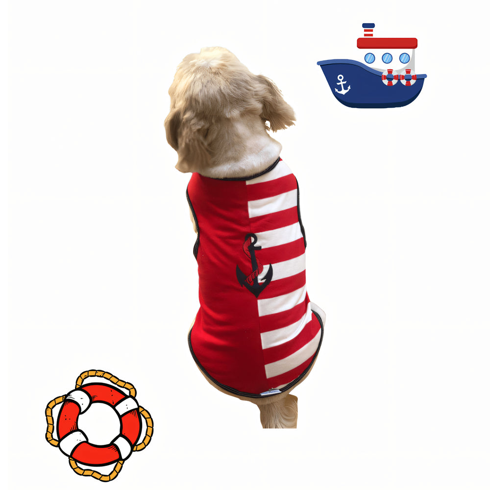 Regata Marinheiro Vermelho - Roupinha para Cães / Pet