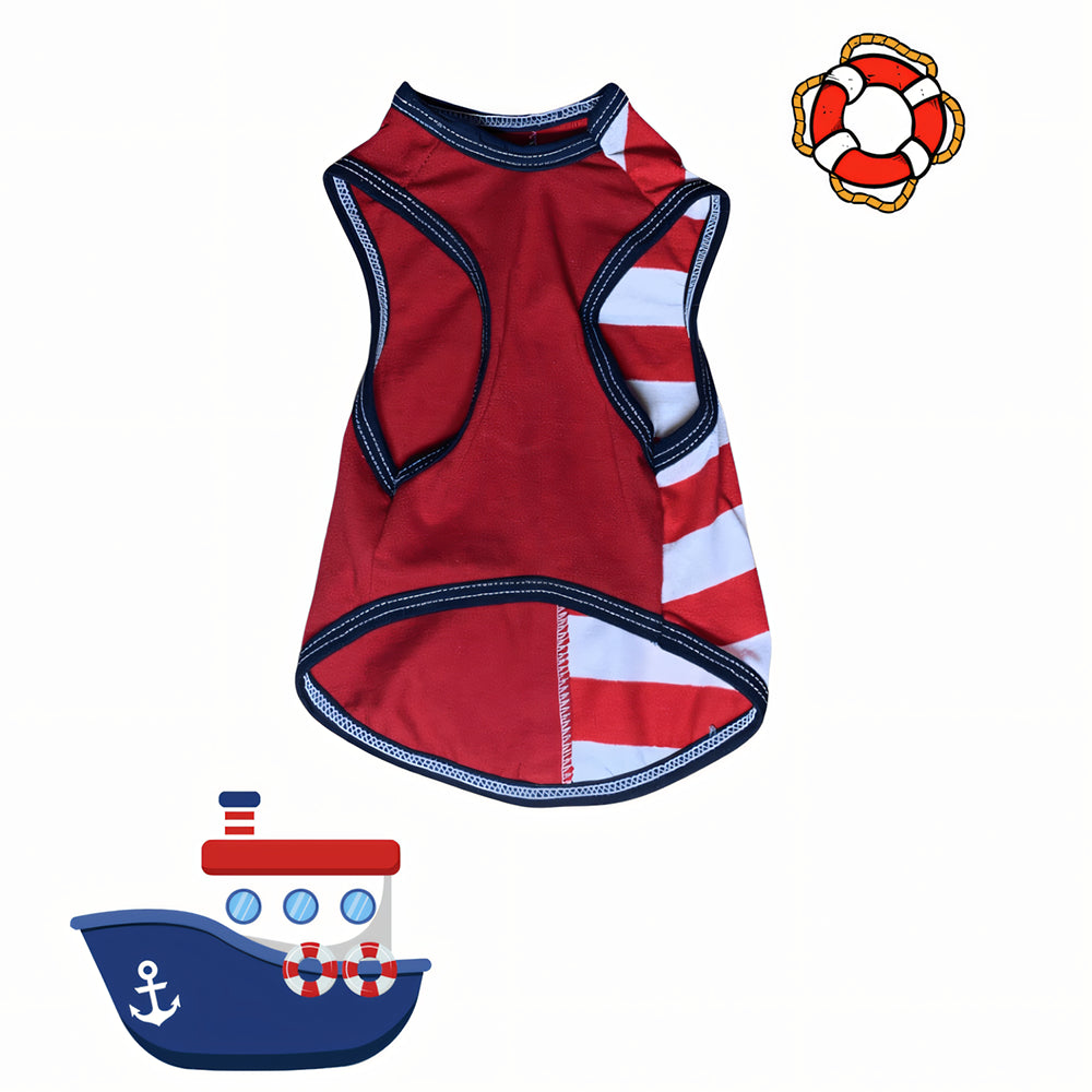 Regata Marinheiro Vermelho - Roupinha para Cães / Pet