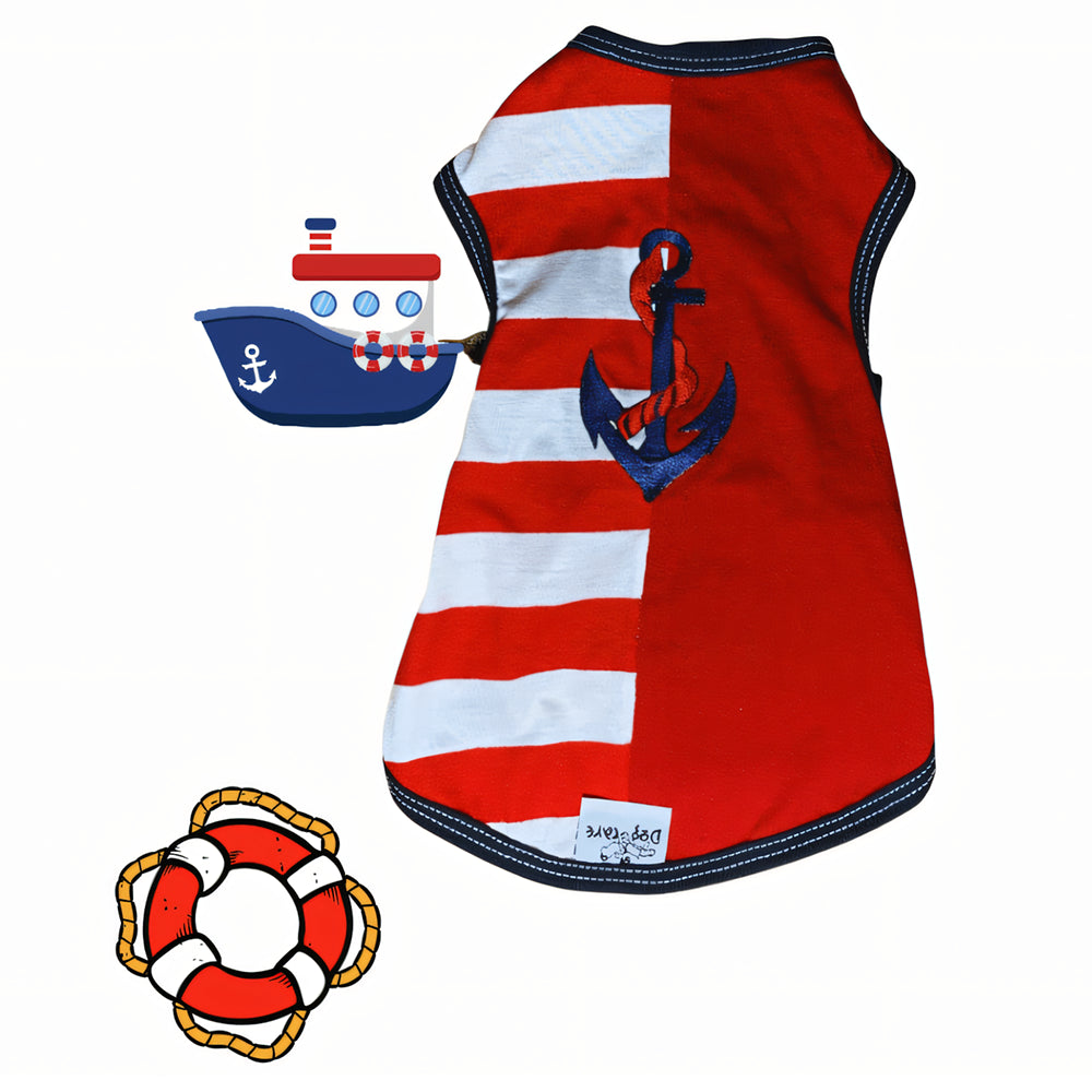 Regata Marinheiro Vermelho - Roupinha para Cães / Pet