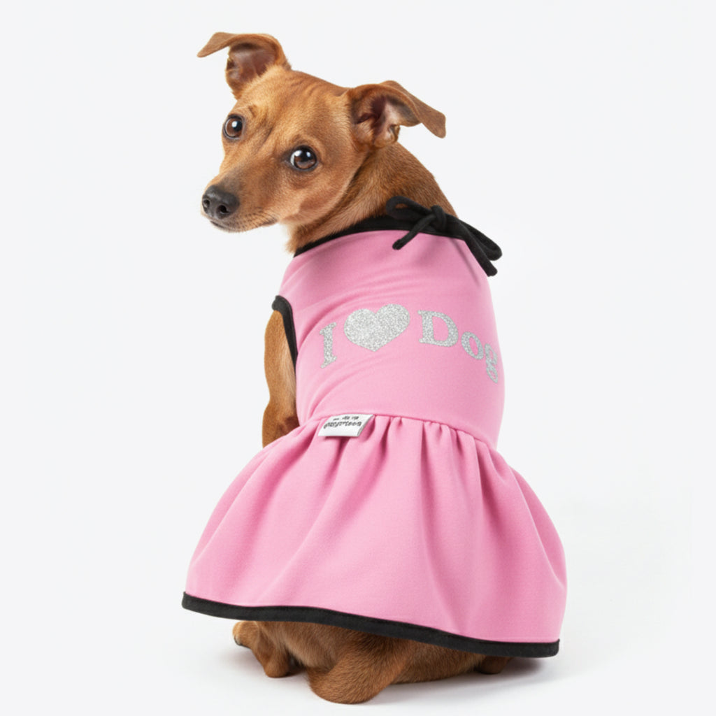 Vestido para pet I Love Dog (Rosa/Pink)